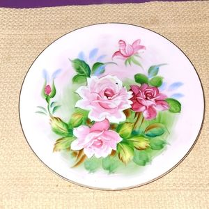 Vintage 1940s Lefton China Pink Roses Display Plate Hand Painted #SL2816 Japan